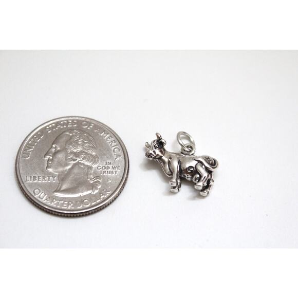 Sterling Silver Oxidized Cow Charm, Sterling Silver Cow Charm,  Cow Pendant - Picture 4 of 5